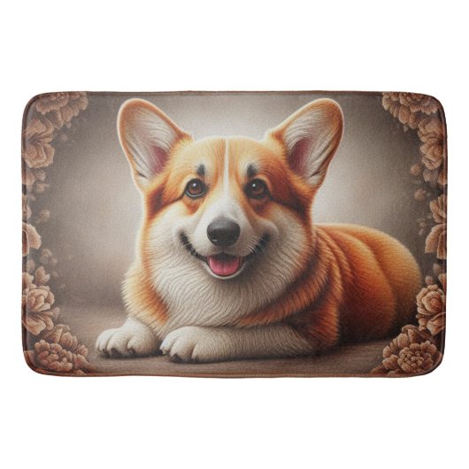 Stijlvolle realistische kleurrijke Border Corgi Do Badmat (Voorkant)