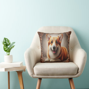 Stijlvolle realistische kleurrijke Border Corgi Do Kussen