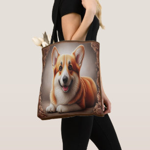 Stijlvolle realistische kleurrijke Border Corgi Do Tote Bag