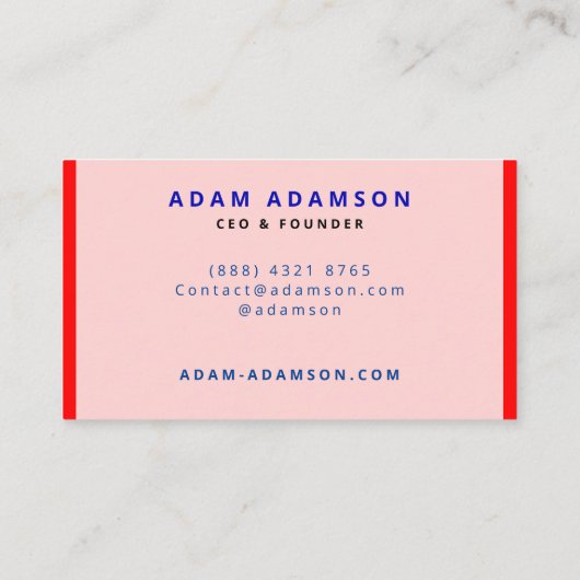 Stijlvolle Red Founder CEO President Startup Visitekaartje (Achterkant)