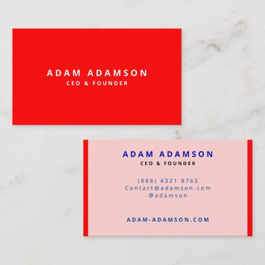 Stijlvolle Red Founder CEO President Startup Visitekaartje (Voorkant / Achterkant)