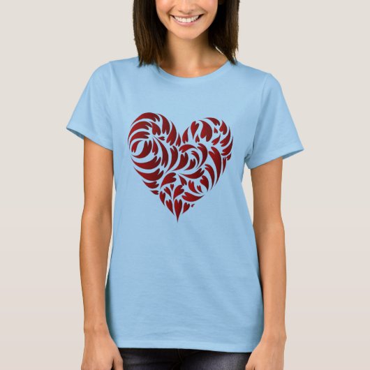Stijlvolle Red Heart op Pebble Brown T-shirt (Voorkant)