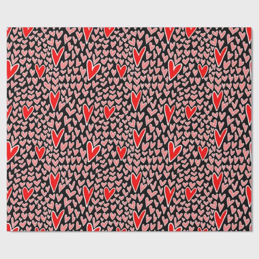 Stijlvolle Red Hearts Pattern Valentijnsdag Cadeaupapier (Vlak)