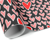 Stijlvolle Red Hearts Pattern Valentijnsdag Cadeaupapier (Rol Hoek)