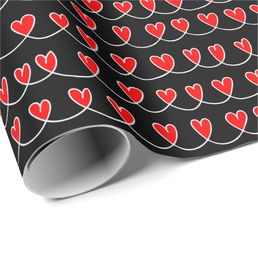 Stijlvolle Red Hearts Pattern Valentijnsdag Cadeaupapier (Rol Hoek)