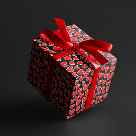 Stijlvolle Red Hearts Pattern Valentijnsdag Cadeaupapier