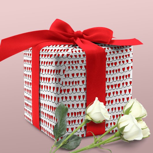 Stijlvolle Red Hearts Pattern Valentijnsdag Cadeaupapier