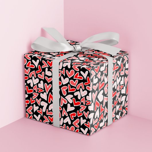 Stijlvolle Red Hearts Pattern Valentijnsdag Cadeaupapier