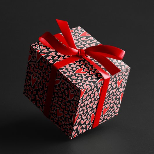 Stijlvolle Red Hearts Pattern Valentijnsdag Cadeaupapier