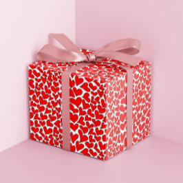 Stijlvolle Red Hearts Pattern Valentijnsdag Cadeaupapier