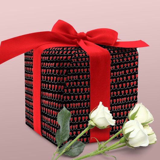 Stijlvolle Red Hearts Pattern Valentijnsdag Cadeaupapier