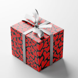 Stijlvolle Red Hearts Pattern Valentijnsdag Cadeaupapier