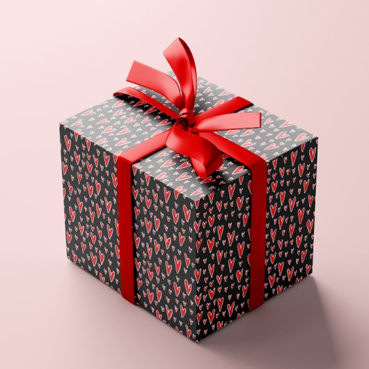 Stijlvolle Red Hearts Pattern Valentijnsdag Cadeaupapier