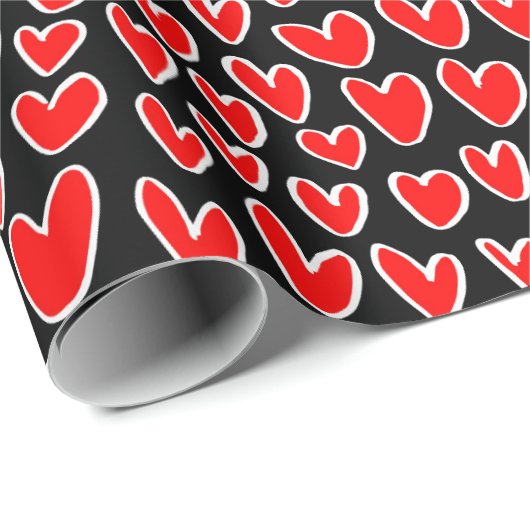 Stijlvolle Red Hearts Pattern Valentijnsdag Cadeaupapier (Rol Hoek)