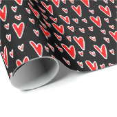 Stijlvolle Red Hearts Pattern Valentijnsdag Cadeaupapier (Rol Hoek)