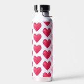 Stijlvolle Red Hearts Waterverf Modern Elegant Waterfles (Links)