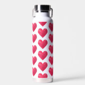 Stijlvolle Red Hearts Waterverf Modern Elegant Waterfles (Voorkant)