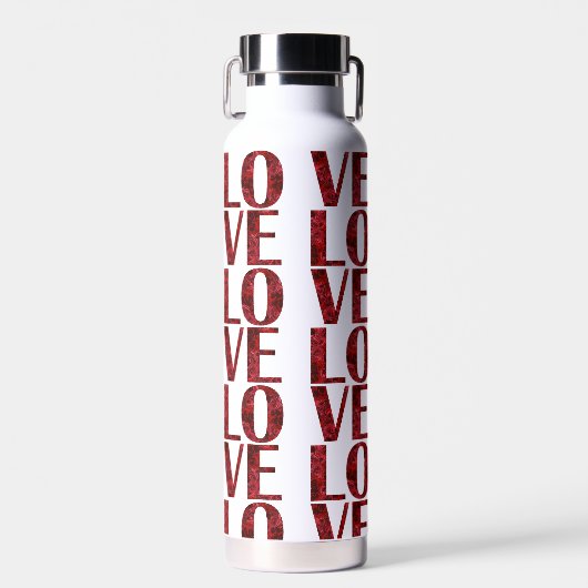 Stijlvolle Red Rose Love Typography Modern Elegant Waterfles (Voorkant)