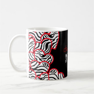 Stijlvolle Red Sweet 16 Zebra Heart Design Naam Koffiemok