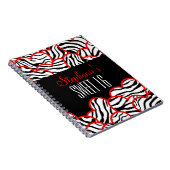 Stijlvolle Red Sweet 16 Zebra Heart Design Naam Notitieboek (Rechterzijde)