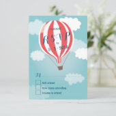 Stijlvolle Red White-ballon RSVP-kaart RSVP Kaartje (Staand voorkant)