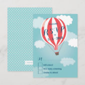 Stijlvolle Red White-ballon RSVP-kaart RSVP Kaartje (Voorkant / Achterkant)