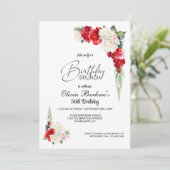 Stijlvolle Red White Rose Bloemen Verjaardag Brunc Kaart (Staand voorkant)