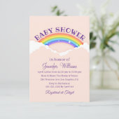 stijlvolle regenboog en roze baby shower kaart (Staand voorkant)