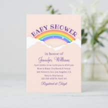 stijlvolle regenboog en roze baby shower
