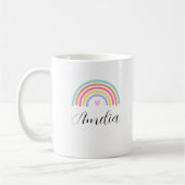 Stijlvolle regenboog liefde hart gepersonaliseerde koffiemok (Links)