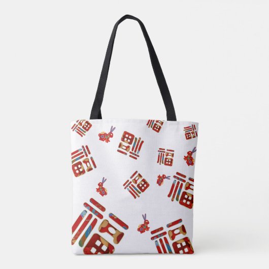 Stijlvolle regenboogkonijn 福 zegeningen Lunar Year Tote Bag (Achterkant)