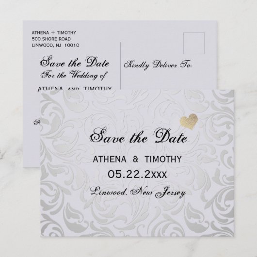 Stijlvolle Regency Era Save the Date Wedding Brief Aankondigingskaart (Voorkant / Achterkant)