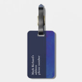 Stijlvolle reizigersnaam & initialen Stijlvol blau Bagagelabel (Achterkant verticaal)