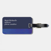 Stijlvolle reizigersnaam & initialen Stijlvol blau Bagagelabel (Achterkant horizontaal)
