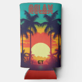 Stijlvolle RELAX Retro Tropische Fles of Koelbox Seltzer Blikjeskoeler (Achterkant)