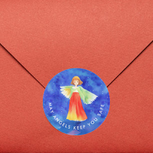 Stijlvolle Religieuze God Zegen Kleur Beschermenge Ronde Sticker
