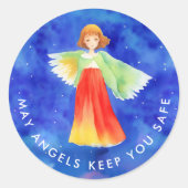 Stijlvolle religieuze God zegene kleur beschermeng Ronde Sticker (Voorkant)