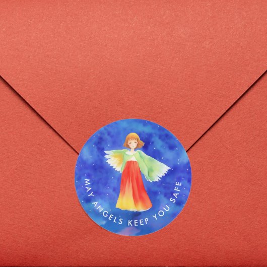 Stijlvolle religieuze God zegene kleur beschermeng Ronde Sticker