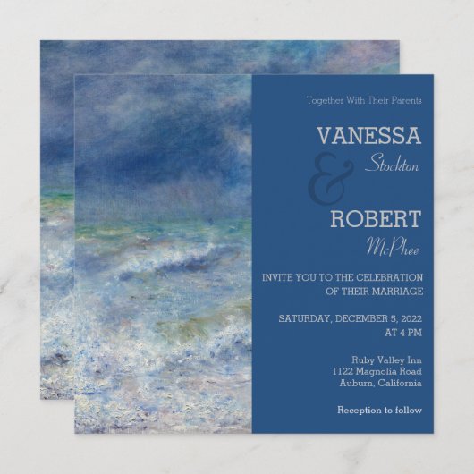 Stijlvolle Renoir Seaside Wedding Uitnodiging (Voorkant / Achterkant)