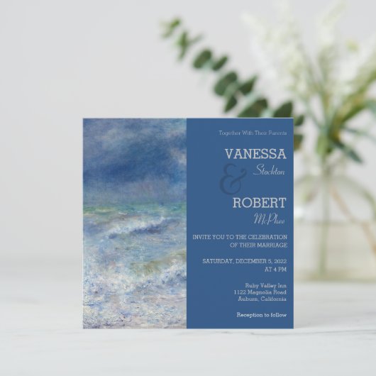 Stijlvolle  Renoir Seaside Wedding Uitnodiging (Staand voorkant)