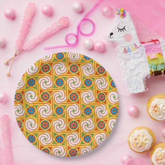 Stijlvolle Retro 1970s Wallpaper Party Tableware Papieren Bordje (Feest)