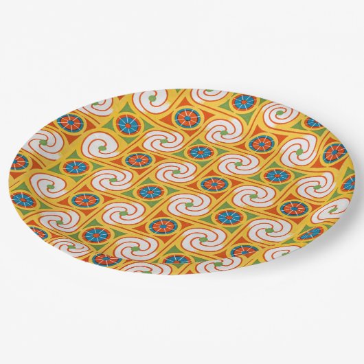 Stijlvolle Retro 1970s Wallpaper Party Tableware Papieren Bordje (Gekanteld)