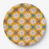 Stijlvolle Retro 1970s Wallpaper Party Tableware Papieren Bordje (Voorkant)