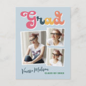 Stijlvolle Retro  3 Aankondiging van het Afstudeer Briefkaart (Voorkant)