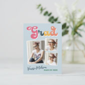 Stijlvolle Retro  3 Aankondiging van het Afstudeer Briefkaart (Staand voorkant)