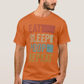 Stijlvolle Retro 70s Eten Slapen Poepen Herhaal fa T-shirt