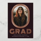 Stijlvolle Retro Afstuderen Fotoaankondiging Folie Uitnodiging (Voorkant)