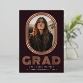 Stijlvolle Retro Afstuderen Fotoaankondiging Folie Uitnodiging (Staand Voorkant)