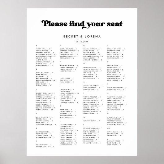 Stijlvolle retro alfabetische zitgrafiek poster (Voorkant)