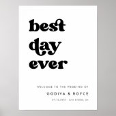 Stijlvolle retro beste dag ooit bruiloft welkom poster (Voorkant)